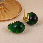 Earring #17 Irregular Resin Amber 18k Steel Earrings