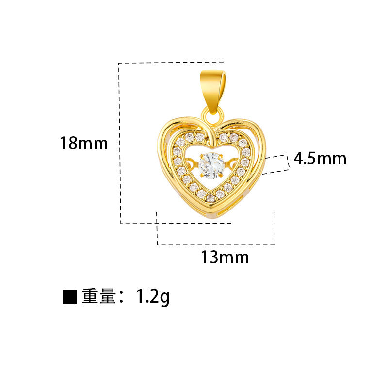 Gold Stainless Steel Diamond-encrusted Heart Necklace