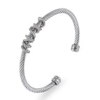 Fashion Style-10 Steel Colors Stainless Steel Diamond Threaded Open Bracelet