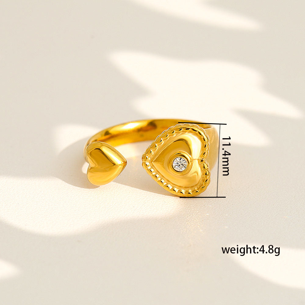 Ring #4 Stainless Steel Diamond-encrusted Heart Ring