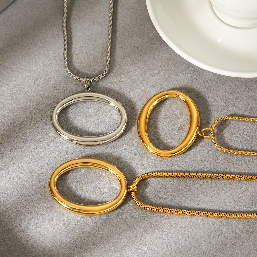 Necklace #3 Stainless Steel Openwork Oval Necklace