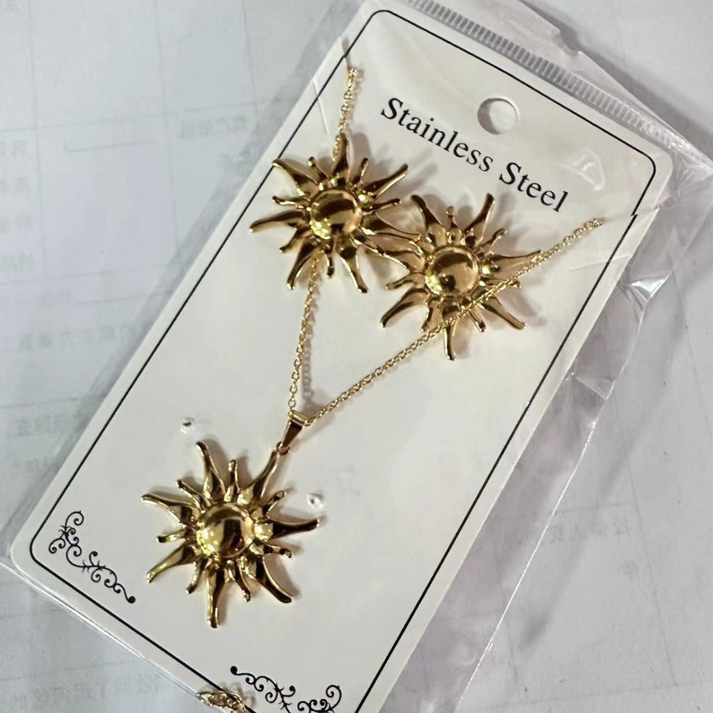 Set 9# Stainless Steel Butterfly Necklace And Earring Set