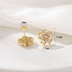 Gold Stainless Steel Snowflake Earrings Inlaid With Zircon