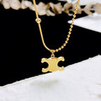 Fashion Gold Titanium Steel Arc De Triomphe Necklace