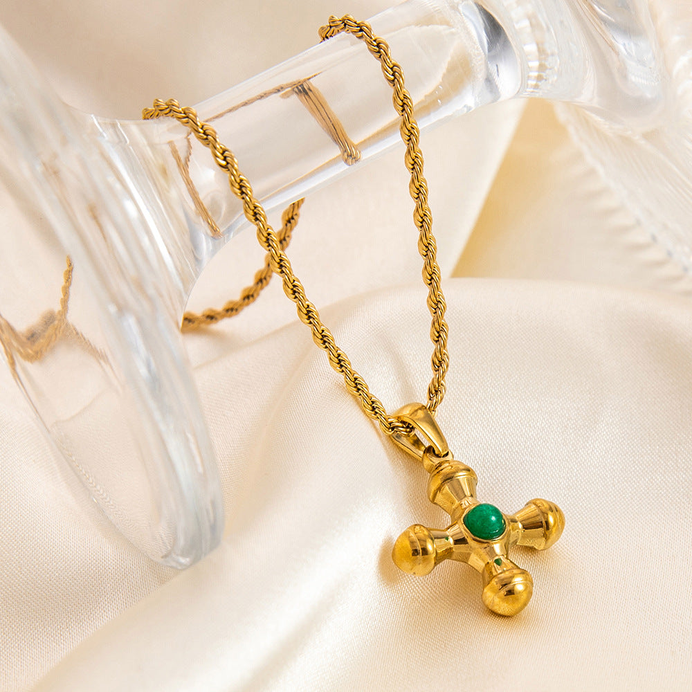 Gold Stainless Steel Cross Necklace