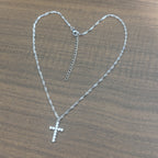 Gold Stainless Steel Diamond Cross Necklace