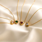 White Heart Titanium Steel Diamond-encrusted Heart Necklace