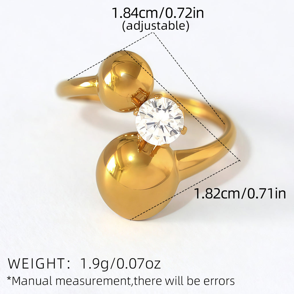 Ring 2# Stainless Steel Diamond Hollow Ring