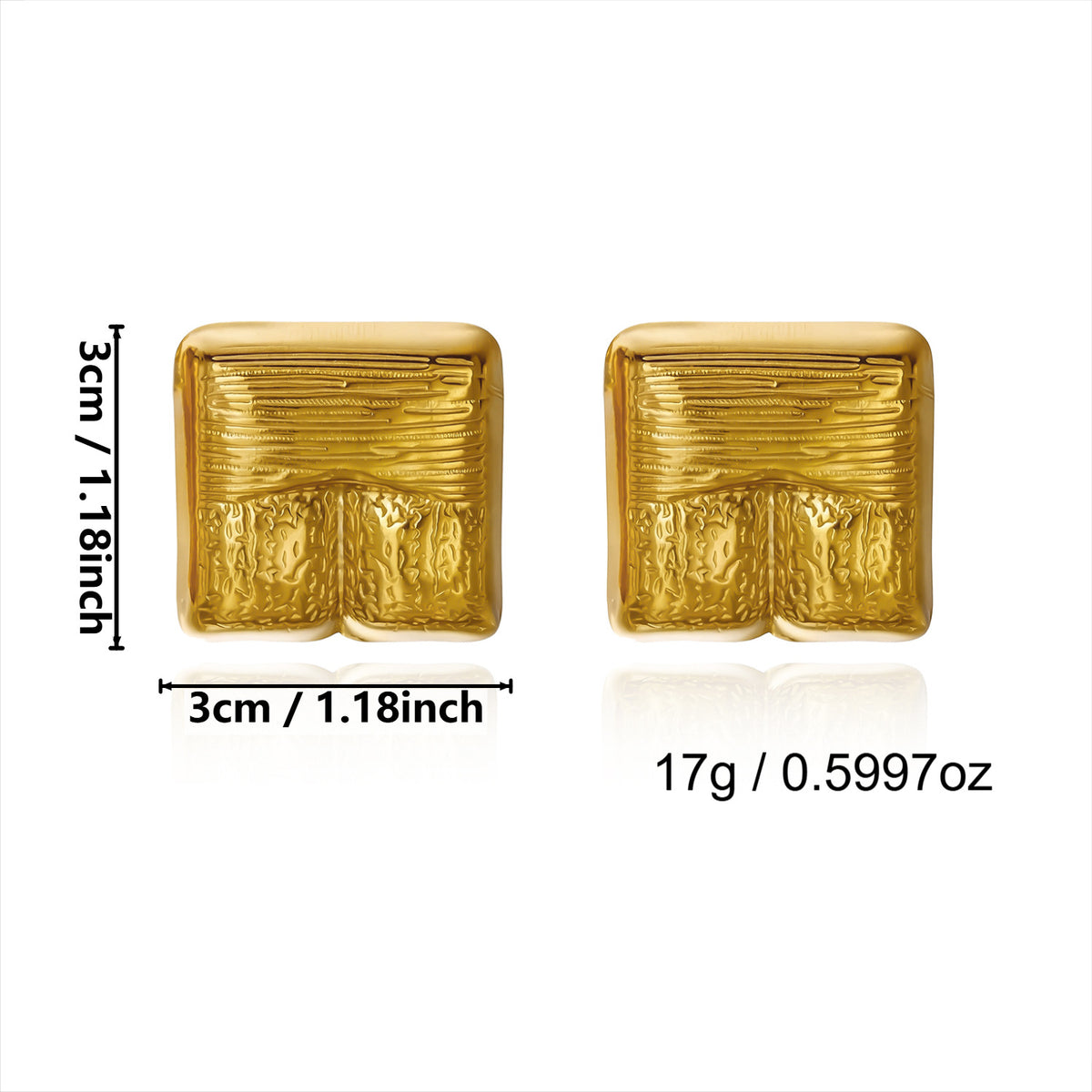 Golden Monstera Leaf Vintage Texture Statement Gold Geometric Stainless Steel Earrings