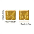 Golden Wings Vintage Texture Statement Gold Geometric Stainless Steel Earrings