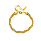 Silver Stainless Steel Color-blocked Twisted Bracelet