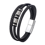 Black Leather Multi-layer Braided Men's Bracelet