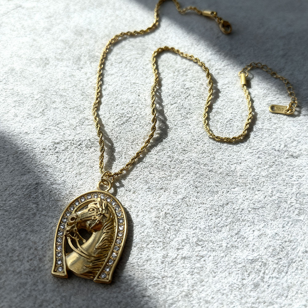 Horse Head 304 Stainless Steel Diamond-studded Horse Head Necklace