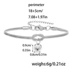 Steel Color European Stainless Steel Heart Pendant Love Knot Round Snake Chain Bracelet For Men Women