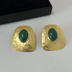 Black Pair Alloy Textured Geometric Earrings