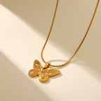 Gold Stainless Steel Butterfly Necklace