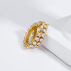 Fashion White Stainless Steel Diamond Round Earrings