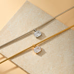Gold Square Zircon Stainless Steel Spring Chain Necklace