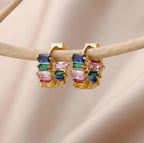 Earring #17 304 Stainless Steel Diamond-set Round Earrings