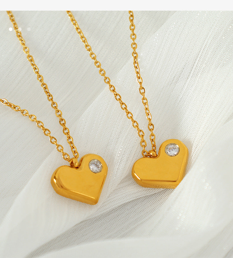 Fashion Love Titanium Steel Diamond Love Necklace
