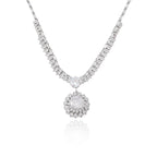 Set Titanium Steel Diamond-encrusted Round Necklace And Earring Set