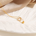 Gold Stainless Steel Full Diamond Heart-shaped Delicate Clavicle Chain Vintage Heart Necklace