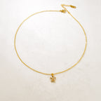 Gold Stainless Steel Diamond-encrusted Butterfly Necklace