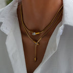 Necklace 1 304 Stainless Steel Diamond Snake Necklace