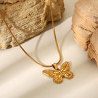 Gold Stainless Steel Butterfly Necklace