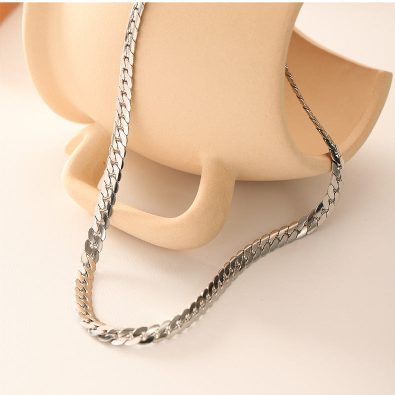 Fashion Silver Stainless Steel Snake Bone Chain Necklace