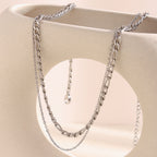 Double Layer Necklace-gold Stainless Steel Double Chain Necklace