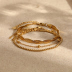 Gold Stainless Steel Double Wrap Snake Bone Chain Bracelet