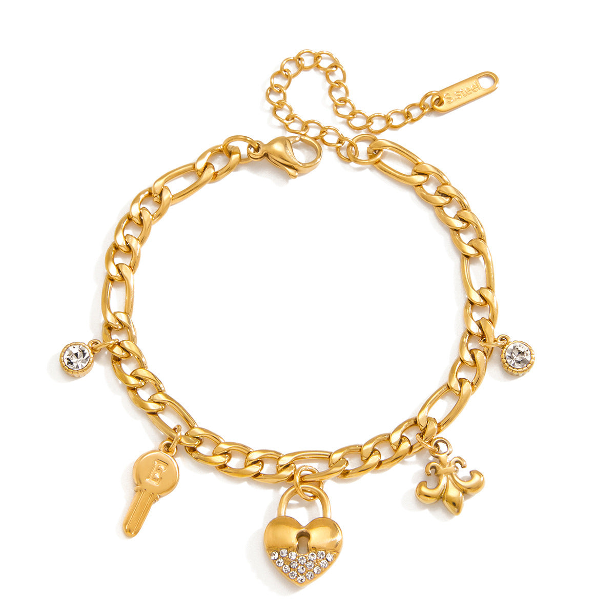 Bracelet #2 Stainless Steel Diamond-encrusted Five-pointed Star Key Bracelet
