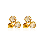 Gold 316l Stainless Steel Diamond-set Square Stud Earrings
