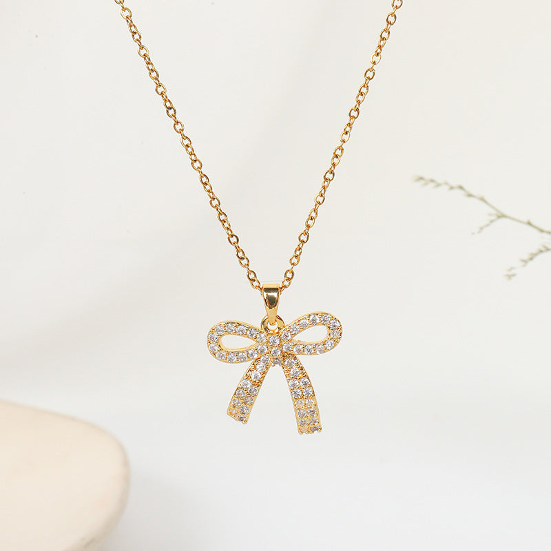 Fashion 71# Titanium Steel Diamond Geometric Necklace