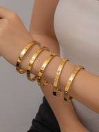 Bracelet 31# Titanium Steel Four-leaf Clover Bracelet With Diamonds