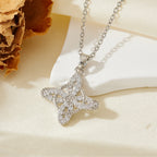 Silver 4 304 Stainless Steel Diamond-studded Sunflower Necklace