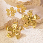 Gold 2 Stainless Steel Flower Earrings