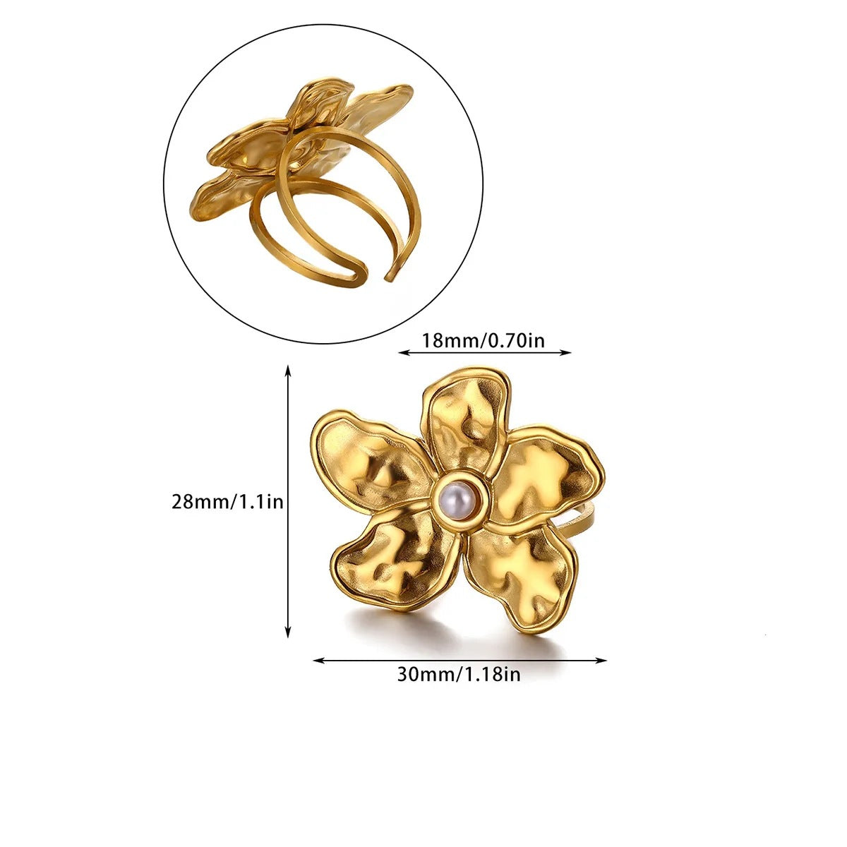 Ring #8 304 Stainless Steel Flower Ring