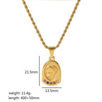Fashion 4# Titanium Steel Diamond Starburst Oval Necklace