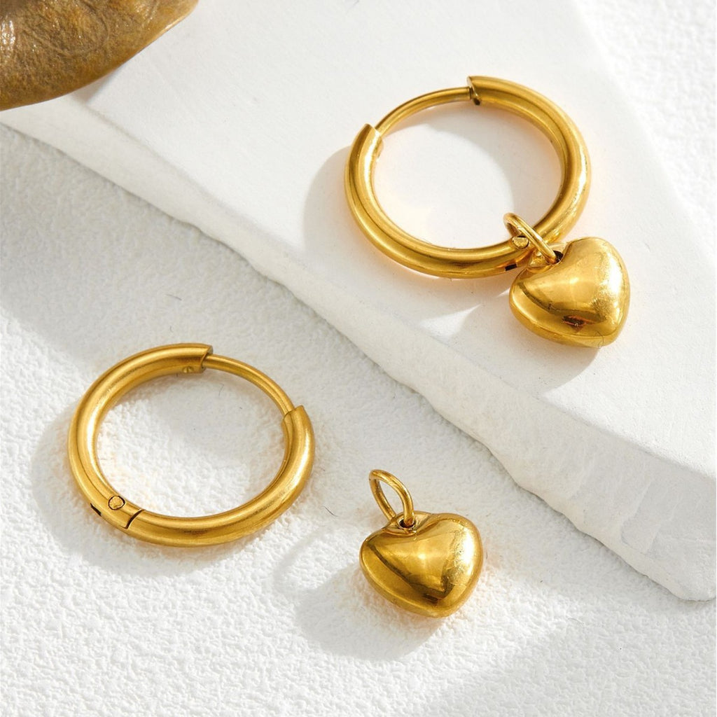 Gold Heart Earrings Titanium Steel Heart-shaped Earrings
