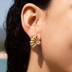 Gold Sparkling Zircon Titanium Steel Stud Earrings