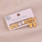 2# Love 304 Stainless Steel Diamond Heart Earring Set