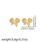 Earring #9 Bowknot Texture Pearl Metal Style Studs