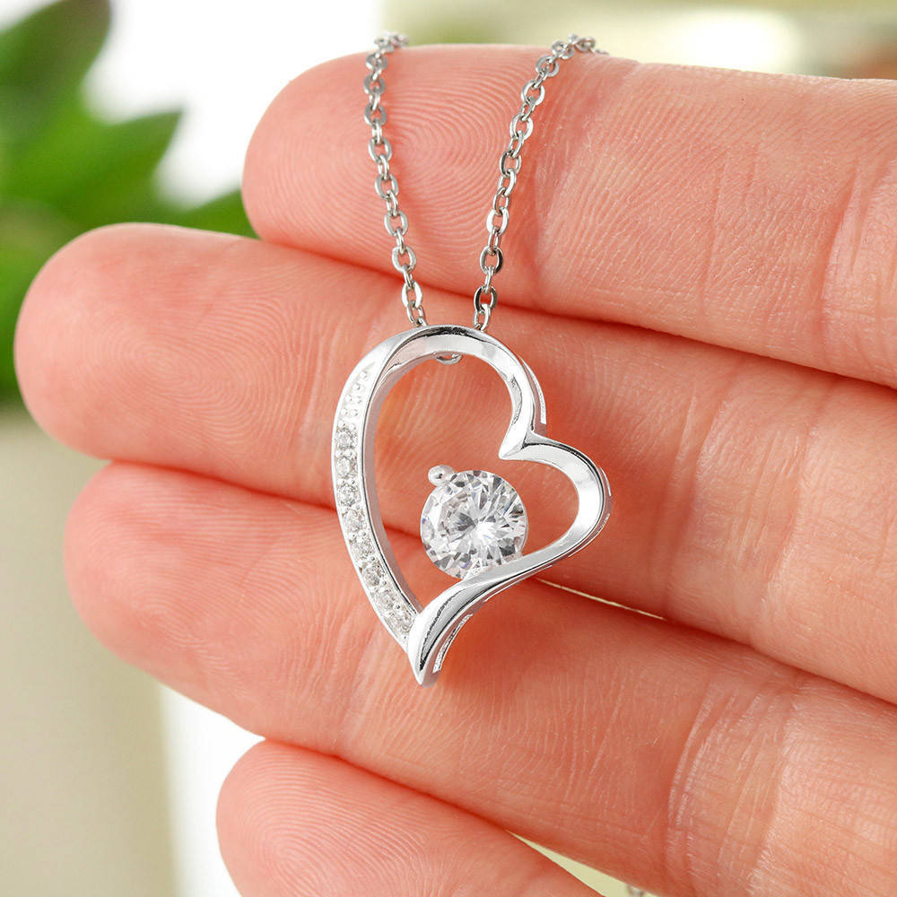 Love + Card Stainless Steel Diamond Heart Necklace