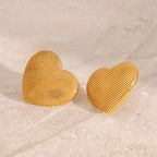 Gold Stainless Steel Heart Earrings