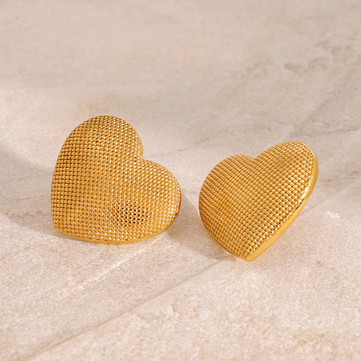 Gold Stainless Steel Heart Earrings