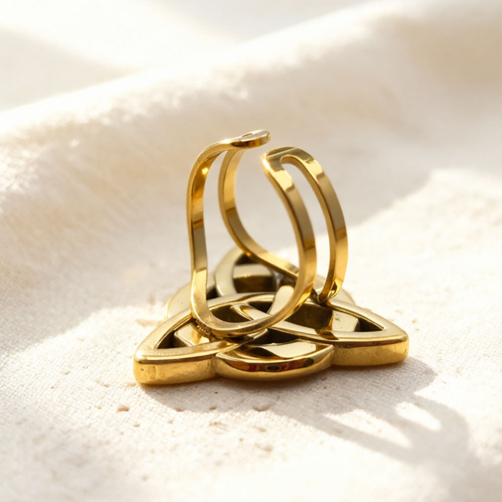 18k Gold 18k Gold Steel Geometric Hollow Zircon Ring