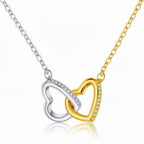 Gold And Silver #1 Stainless Steel Diamond-encrusted Heart Necklace
