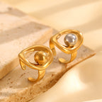 Ring 3# Stainless Steel Colorblock Bead Open Ring